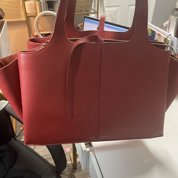 Celine Bag Medoum Trifold Red Leather Tote - Picture 12 of 16
